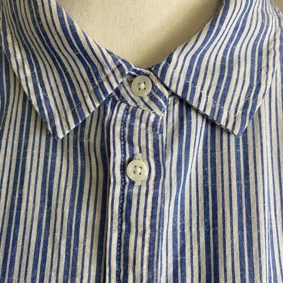 Lucky Brand Womens Cotton Blue/White Stripe Coastal Nautical Casual Shirt-Sz-M - Picture 2 of 16